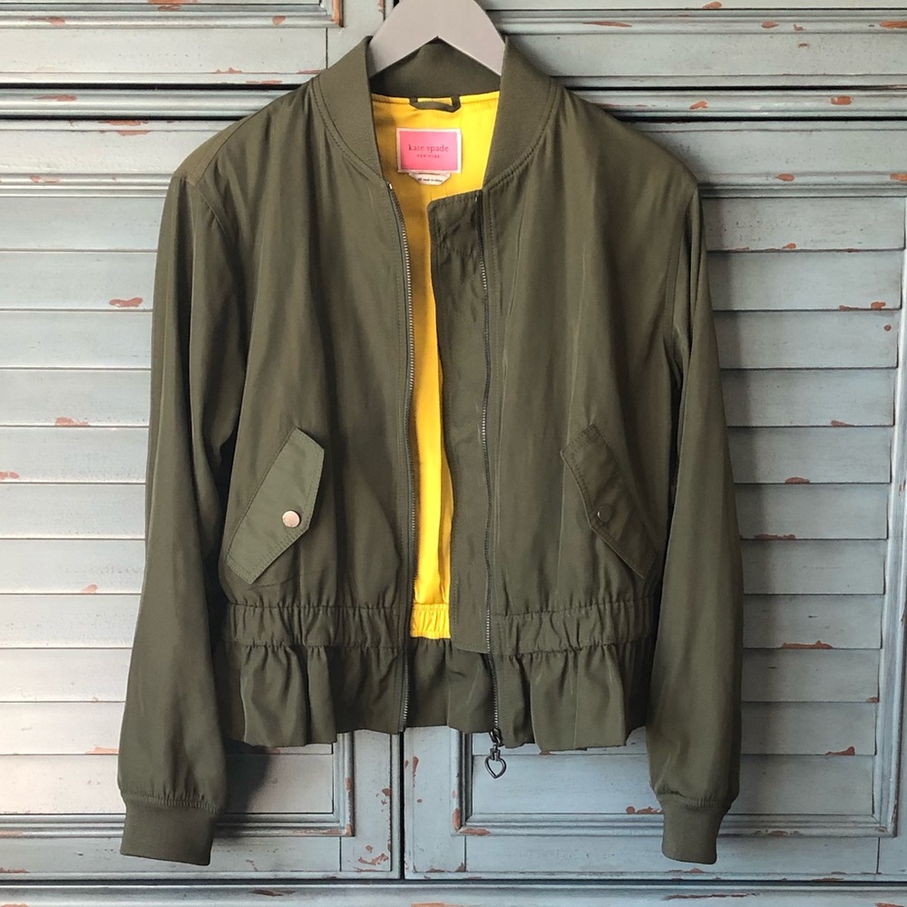 Kate Spade Bomber Peplum Fall Jacket gather frill